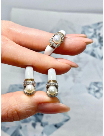 Срібний набір каблучка та сережки Sia