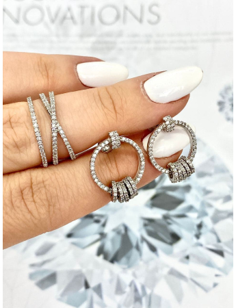 Срібний набір каблучка та сережки Salma