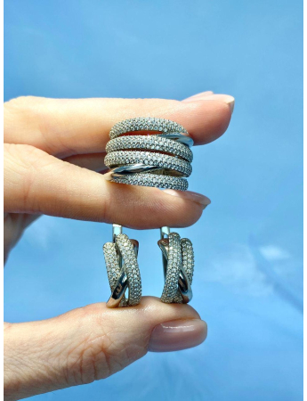 Срібний набір каблучка та сережки Elis