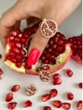 Серебряный набор кольцо и серьги Granat