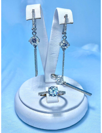 Срібний набір каблучка та сережки Sandra