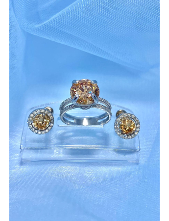 Срібний набір каблучка та сережки Kira